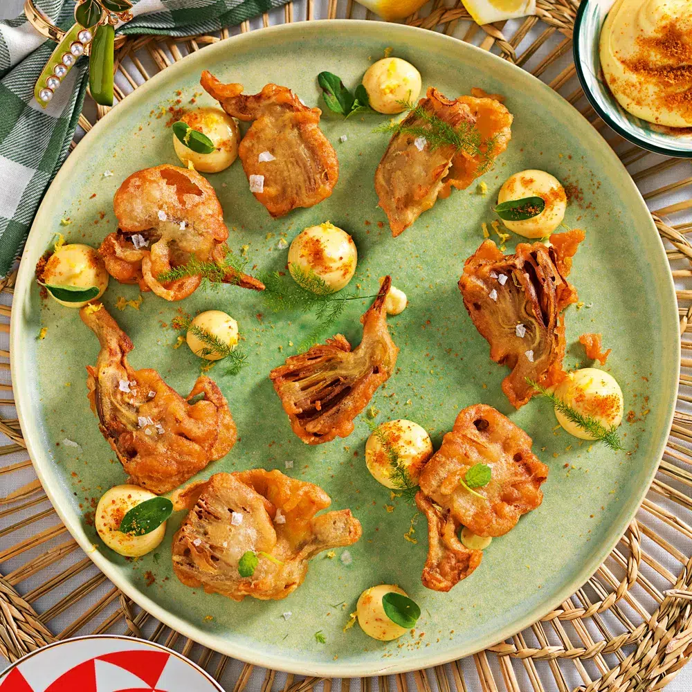 Carciofi fritti con maionese alla bottarga
